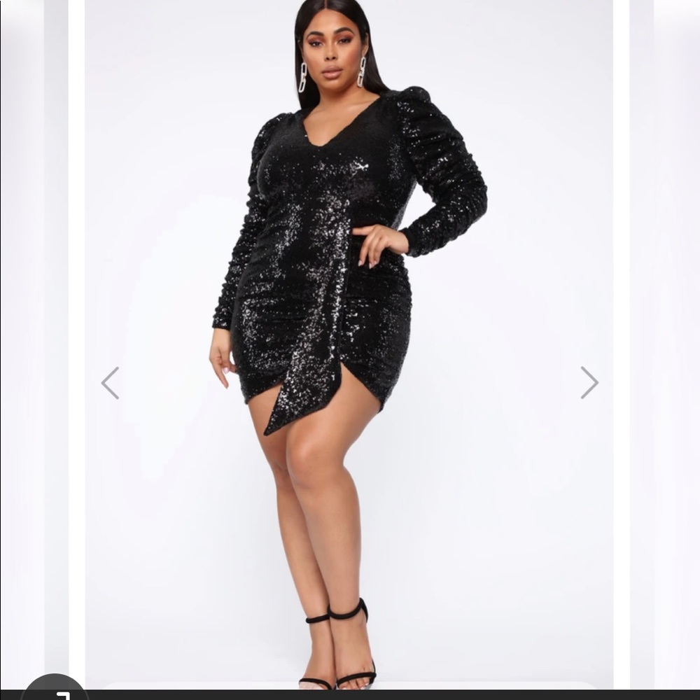 Keeping Sequins Mini Dress - Black